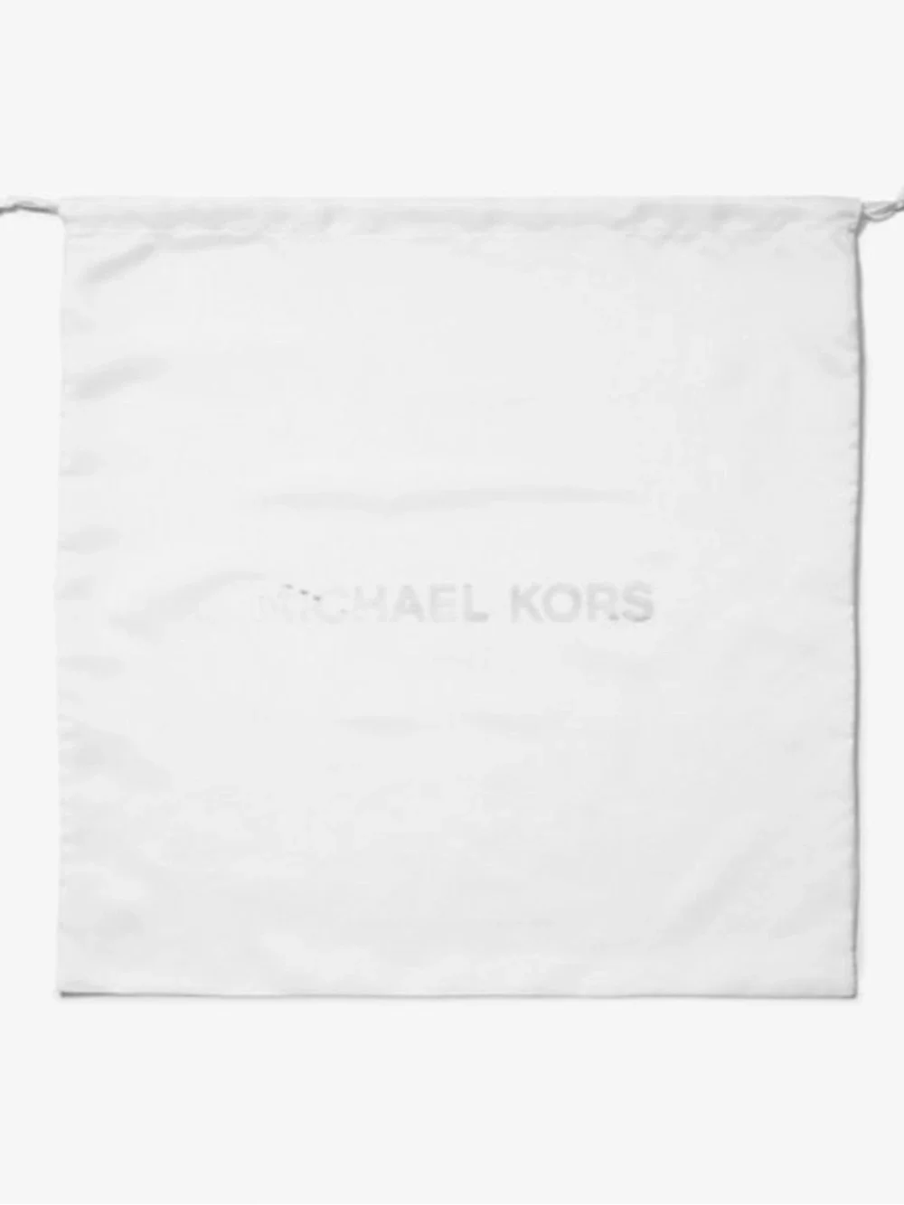 Michael Kors White Woven Silver MK Logo Large Drawstring Dustbag